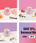 Step into a botanical paradise with our Botanical Bliss Trio candle set. This collection captures the essence of nature's beauty through the captivating scents of Acai Blossoms, Love Spell, and Honeysuckle Vanilla.