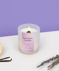 Experience the calming embrace of lavender and vanilla